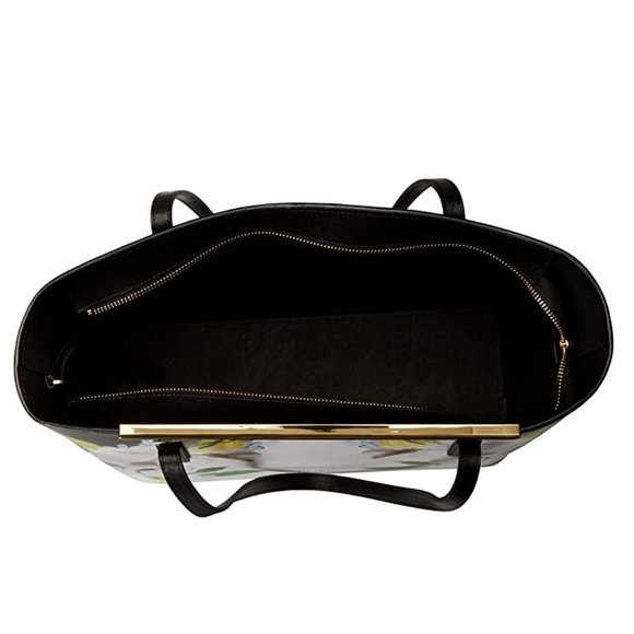 NWT Ted Baker London Leather Shopper Shoulder Tote Bag w/ Clutch Black Floral - Picture 7 of 9